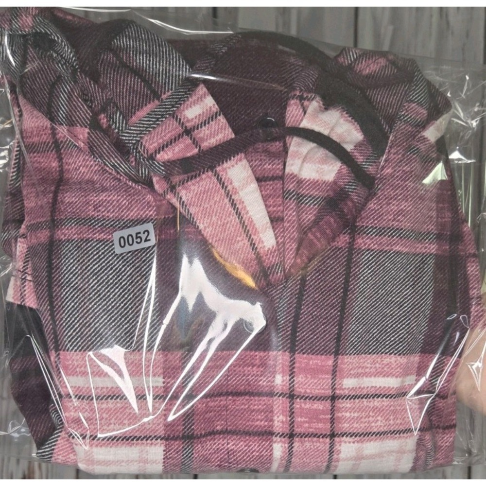French Laundry Women's XL Burgundy Plaid Roll Tab Sleeve V-Neck Criss-Cross Back - Picture 4 of 6